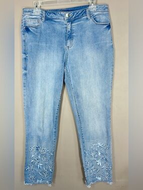RENUAR Embroidered Ankle Jeans